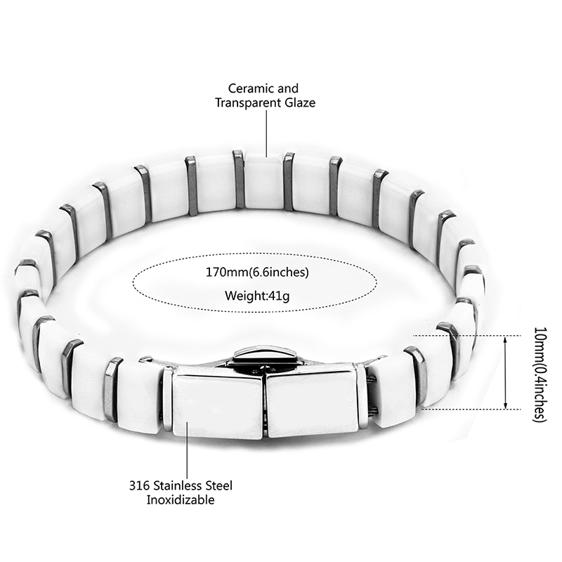 White Black Men Health Bracele - Ceramic Link Bracelet recension och pris