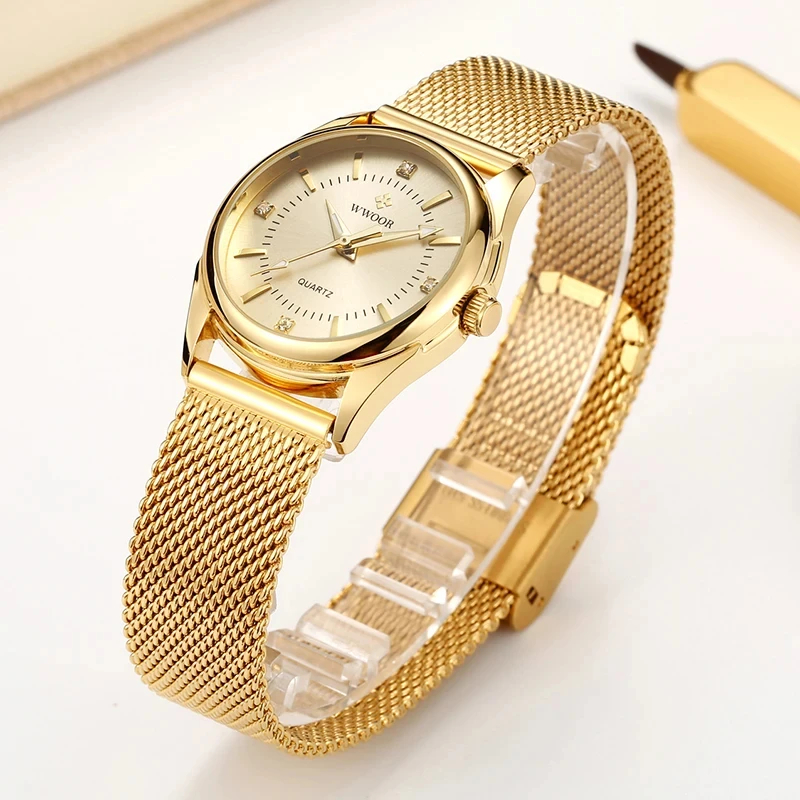 WWOOR Luxury Brand Dress Gold  - Stainless Mesh Band recension och pris